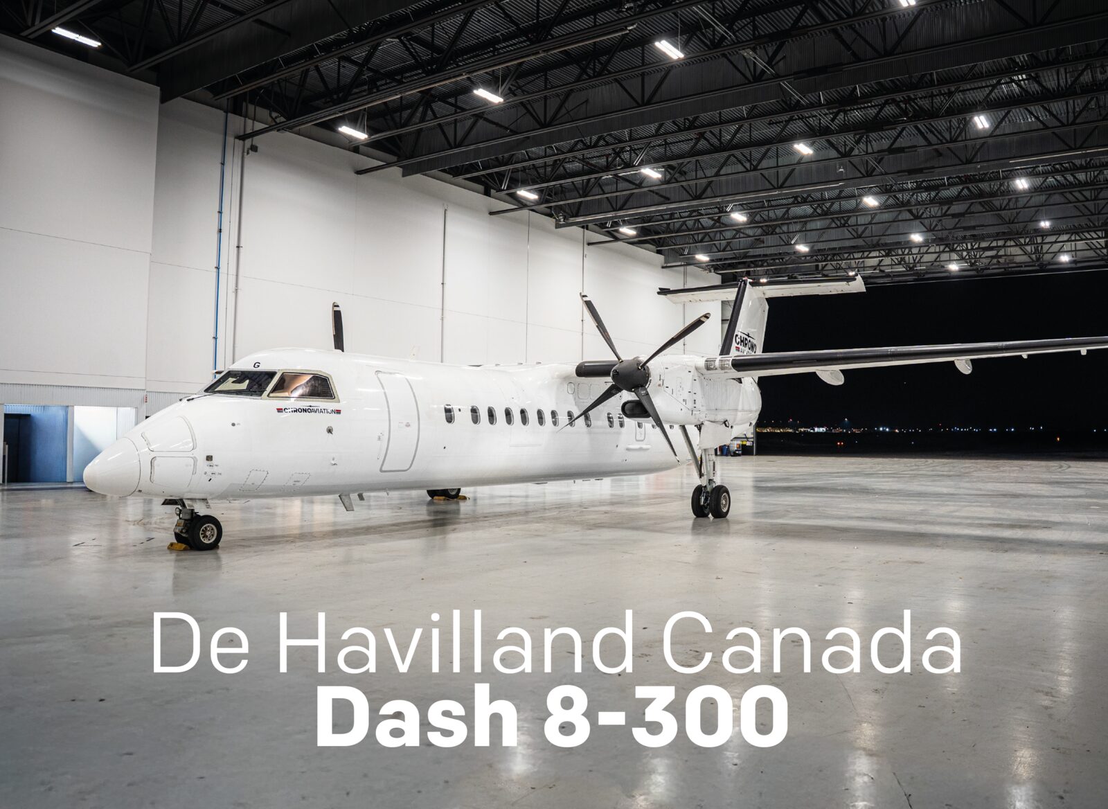 Chrono Aviation's De Havilland Canada Dash 8-300 in the hangar